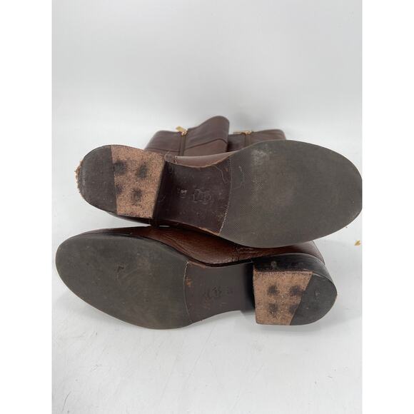 Tory Burch Julian Brown Pebbled Leather Riding Boots Size 6 - Picture 4 of 5